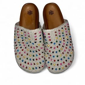 The Sak Multi-coloured crochet knit clogs.